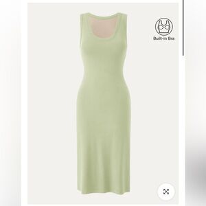 NWT OGL Move Pistachio Green Scoop Neck Midi Tank Dress
